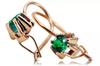 Auskarai Vintažinis stilius Smeraldai Originalus 14k rožinio aukso vintage vec053r