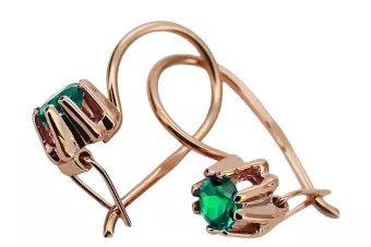 Auskarai Vintažinis stilius Smeraldai Originalus 14k rožinio aukso vintage vec053r