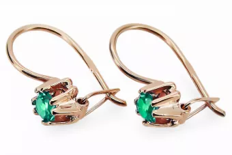 Pendientes Joyería vintage Esmeralda Oro rosa antiguo original de 14k vec053r