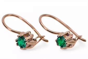 Pendientes Joyería vintage Esmeralda Oro rosa antiguo original de 14k vec053r