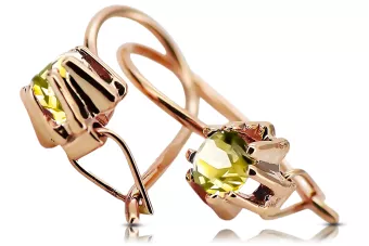 Yellow Peridot Original Vintage 14K Rose Gold Earrings Vintage Jewlery vec053r