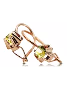 Pendientes Peridoto amarillo Oro rosa antiguo original de 14k Estilo vintage vec053r