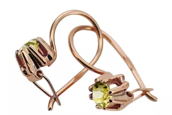 Yellow Peridot Original Vintage 14K Rose Gold Earrings Vintage Jewlery vec053r