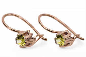 Pendientes Peridoto amarillo Oro rosa antiguo original de 14k Estilo vintage vec053r