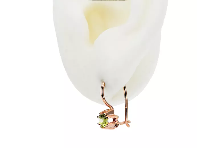 Geltonasis peridotas Originalus 14k rožinio aukso vintage Auskarai Vintažinis stilius vec053r