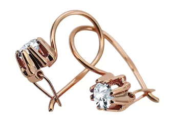 Vintage craft Earrings Zircon Original Vintage 14K Rose Gold vec053r