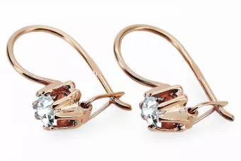 Joyería vintage Pendientes Circón Oro rosa antiguo original de 14k vec053r