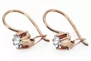 Joyería vintage Pendientes Circón Oro rosa antiguo original de 14k vec053r