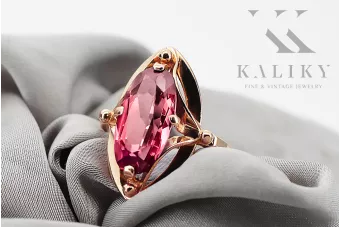 Originální vinobraní 14K produkt s růžovým zlatem rubínový kroužek vinobraní šperky Vrc047r