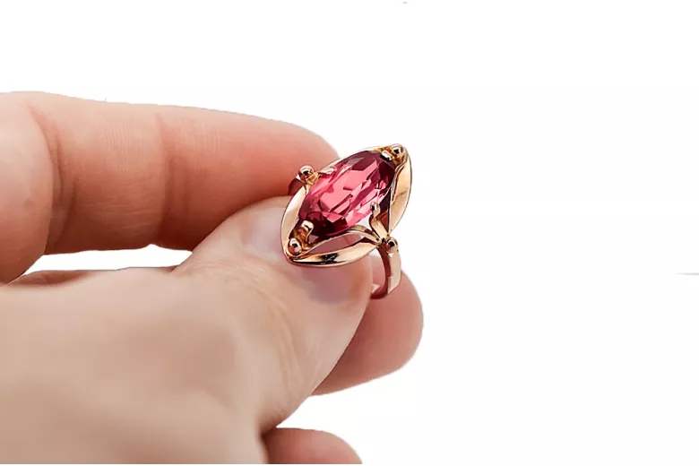 Žiedas Vintažiniai amatai Rubinas Originalus 14k rožinio aukso vintage vrc047r