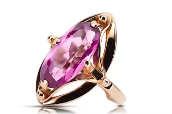 Anneau Style vintage Améthyste Or rose 14 carats vintage d'origine vrc047r