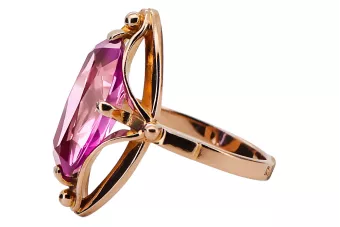 Artesanía vintage Anillo Amatista Oro rosa antiguo original de 14k vrc047r