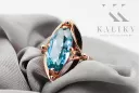 Or rose 14 carats vintage d'origine Aigue-marine Anneau Style vintage vrc047r