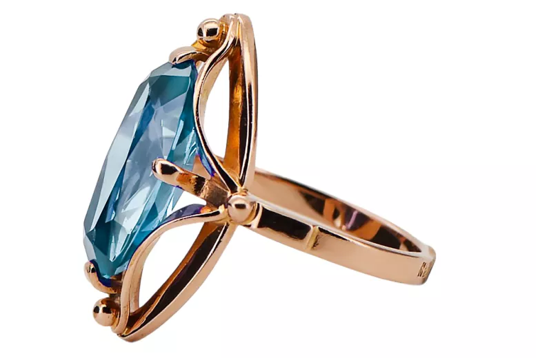 Aquamarine Ring originální vinobraní 14k produkt s růžovými zlaté vinobraní VRC047