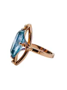 Anillo Aguamarina Oro rosa antiguo original de 14k Artesanía vintage vrc047r