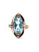 Or rose 14 carats vintage d'origine Aigue-marine Anneau Style vintage vrc047r