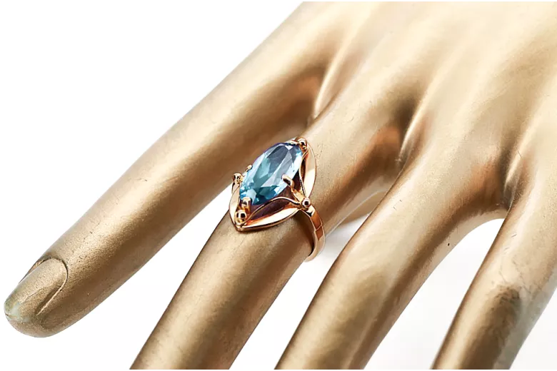Aquamarine Original Vintage 14K Rose Gold Ring Vintage style vrc047r