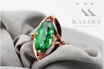 الذهب الوردي الأصلي الزمرد خاتم فينتاج vrc047r