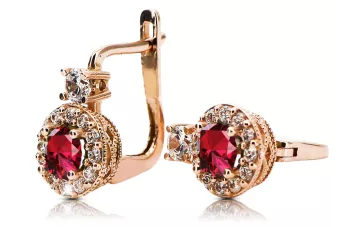 14K Rose gold Ruby Earrings Vintage craft cec003r