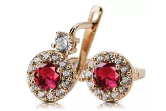 ذهب أحمر عيار 14 الروبين أقراط أسلوب فينتاج cec003r