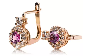 Amethyst 14K Rose gold Earrings Vintage Jewlery cec003r