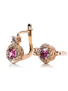 Or rose 14K Améthyste Des boucles d'oreilles Vintage cec003r