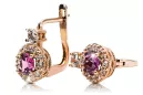 Or rose 14K Améthyste Des boucles d'oreilles Vintage cec003r