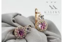 Or rose 14K Améthyste Des boucles d'oreilles Vintage cec003r