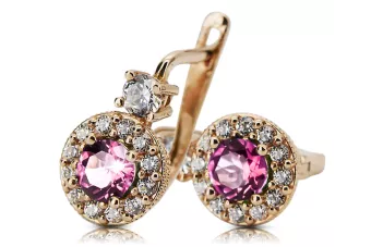 Or rose 14K Améthyste Des boucles d'oreilles Vintage cec003r