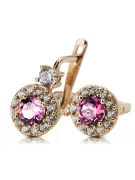 Or rose 14K Améthyste Des boucles d'oreilles Vintage cec003r