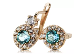 Vintage Handwerk Ohrringe Aquamarin 14 Karat Roségold cec003r