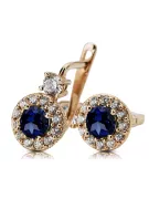 Vintage craft Earrings Sapphire 14K Rose gold cec003r