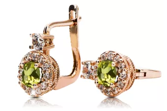 Желтый перидот Розовое золото 14K Серьги Винтаж cec003r