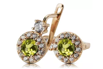 Vintage Earrings Yellow Peridot 14K Rose gold cec003r