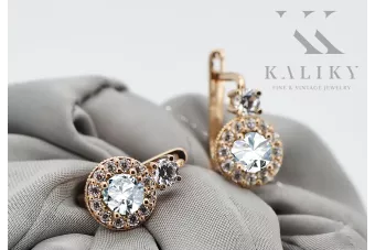 Vintage craft Earrings Zircon 14K Rose gold cec003r