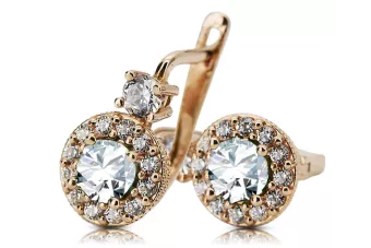 Vintage craft Earrings Zircon 14K Rose gold cec003r