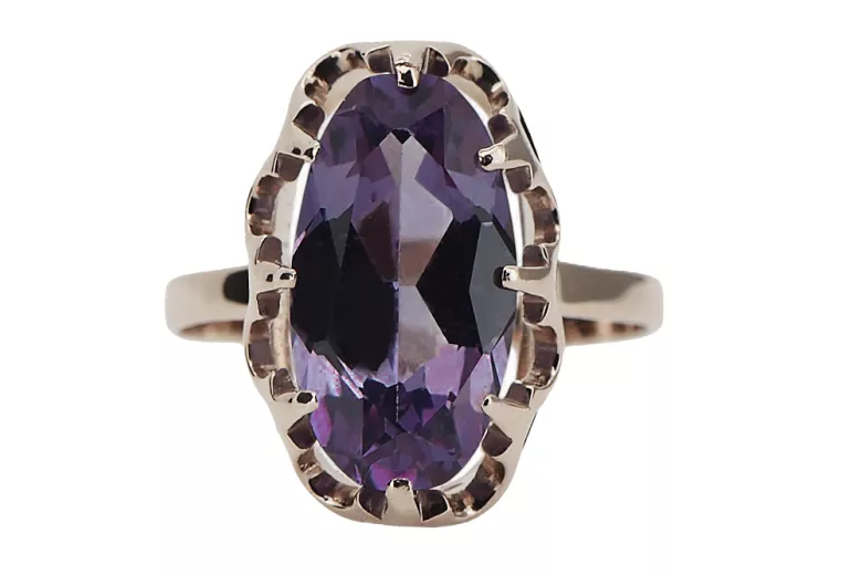 Ring Vintage craft Alexandrite Original Vintage 14K Rose Gold vrc253r
