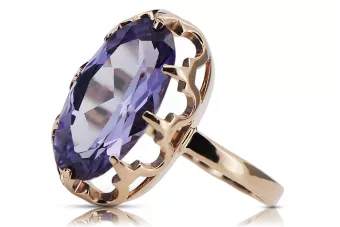 خاتم حرف يدوية فينتاج الكساندريت الذهب الوردي الأصلي vrc253r