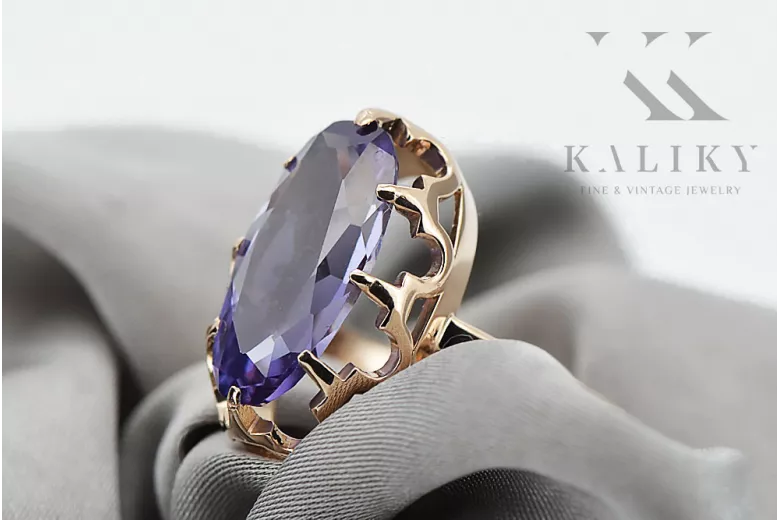 Ring Vintage craft Alexandrite Original Vintage 14K Rose Gold vrc253r
