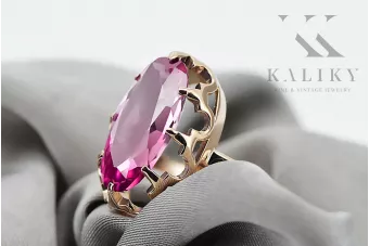 Оригинальное винтажное розовое золото 14 карат Аметист Кольцо Винтаж изделия vrc253r