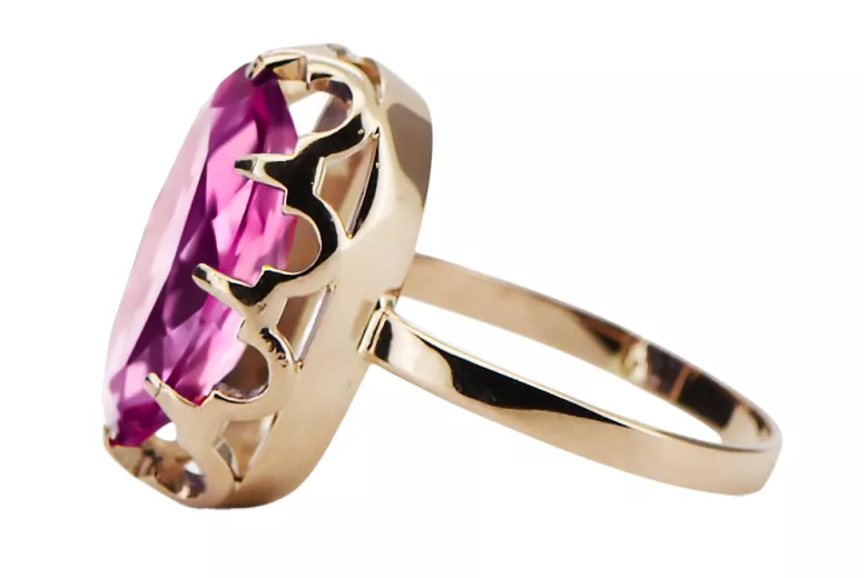 Vintage Anillo Amatista Oro rosa antiguo original de 14k vrc253r
