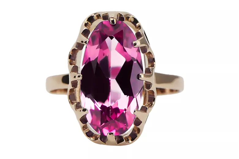 Vintage Anillo Amatista Oro rosa antiguo original de 14k vrc253r