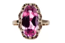 Vintage Anillo Amatista Oro rosa antiguo original de 14k vrc253r