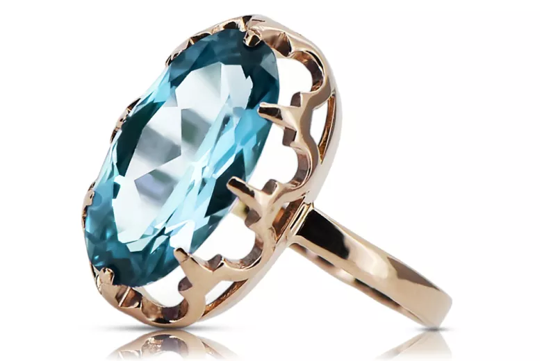 Original Vintage 14K Rose Gold Aquamarine Ring Vintage vrc253r