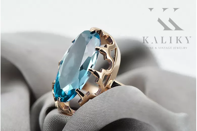 Original Vintage 14K Rose Gold Aquamarine Ring Vintage vrc253r