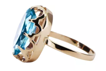 Žiedas Vintažiniai papuošalai Akvamarinas Originalus 14k rožinio aukso vintage vrc253r