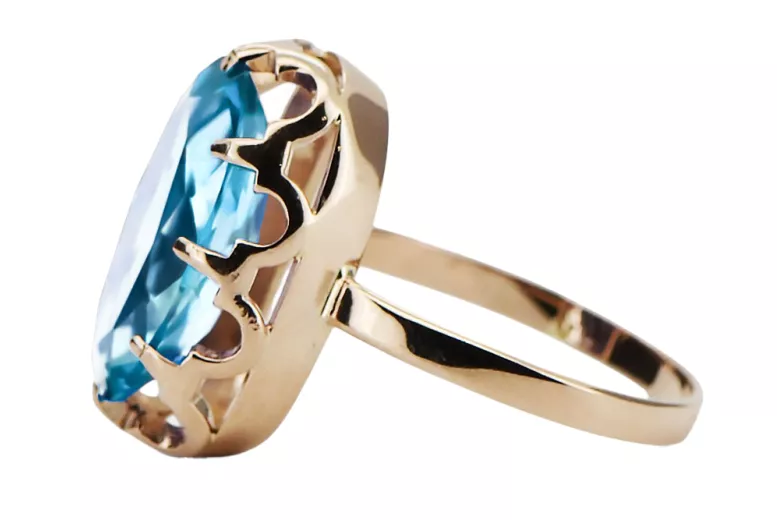 Original Vintage 14K Rose Gold Aquamarine Ring Vintage vrc253r