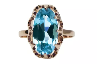 Каблучка Аквамарин Оригінальне вінтажне рожеве золото 14 карат Вінтаж прикраси vrc253r