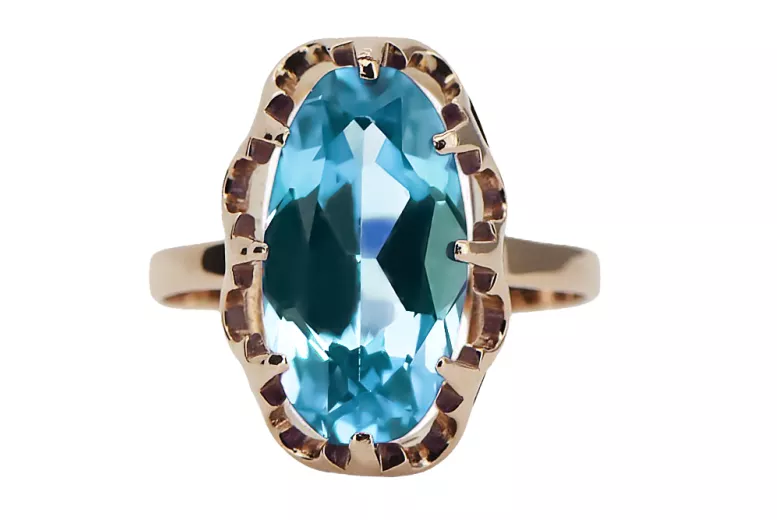 Original Vintage 14K Rose Gold Aquamarine Ring Vintage vrc253r