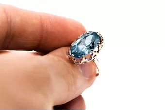 Aquamarin Originales Vintage-Roségold aus 14 Karat Ring Vintage Stil vrc253r